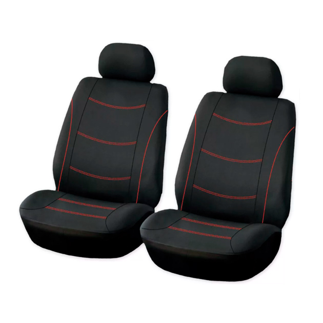 Чехол-рубашка на переднее сиденье с подголовником Черный с Красной строчкой 4пр