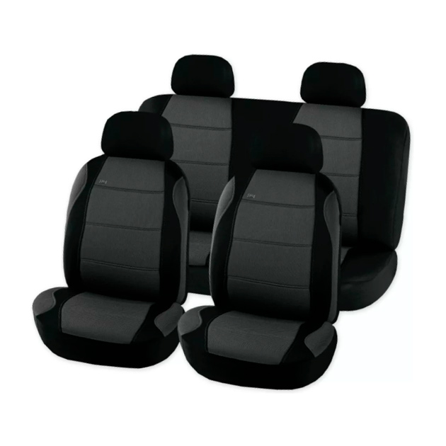 Комплект чехлов-рубашек на сиденья с подголовниками Черный с Серым 8пр ARNEZI