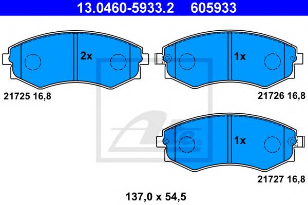 Колодки тормозные дисковые передн HYUNDAI COUPE 1.6 16V.1.6 i 16V.1.