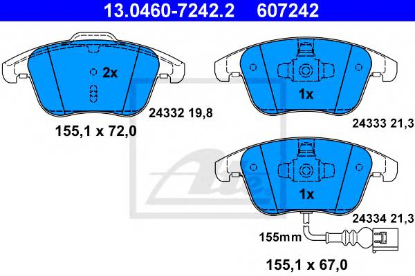 Колодки тормозные передние VW Tiguan 1.4 TSI/2.0 TDI/TFSI 09/07->