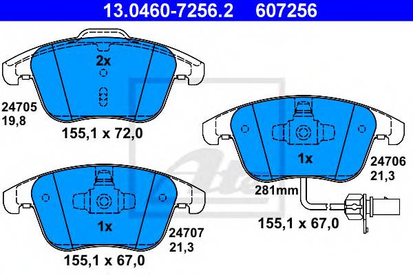 Колодки тормозные передние AUDI A4/A4 ALLROAD/A5 1.8-3.2 07-