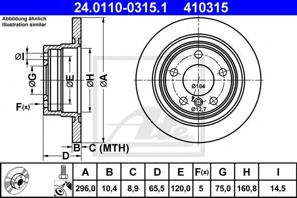 Тормдиск зад296x105 5 отвmin 2