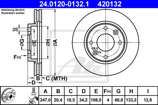 Диск тормозной передн CITROEN AX 1.4 GTi 86-98 SAXO 1.4 VTS.1.6.1.6