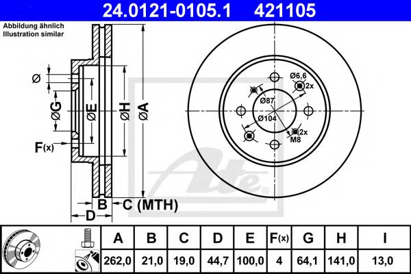 Тормдиск первент262x21 4 отв(min 2)