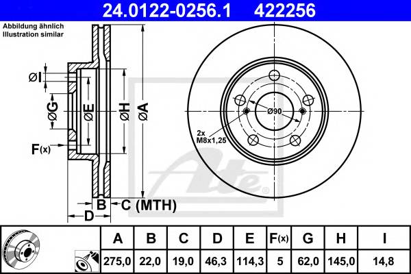 Торм.диск пер. 275x22  5 отв. min 2 TOYOTA AURIS/COROLLA 1.4-1.8 01.07->