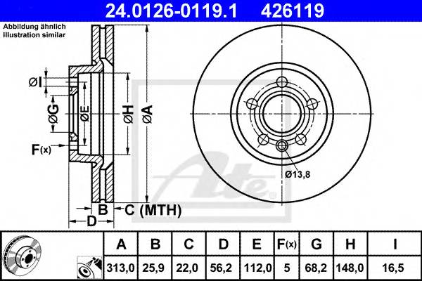 Диск тормозной передн. FORD: GALAXY 2.8 V6 95-06 SEAT: ALHAMBRA 1.8 T 20V/1.9 TD