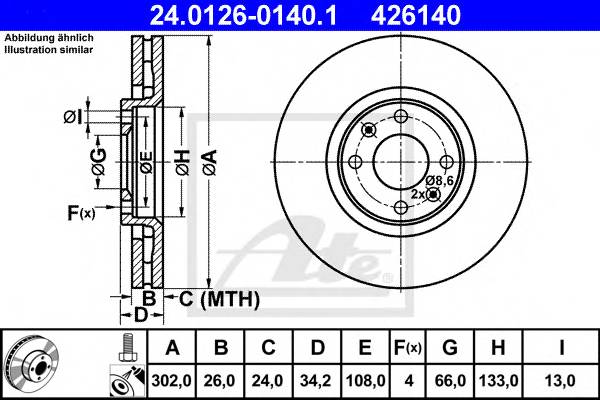 24 0126-0140 1 диск тормозной передний   Citroen C4 2 0 2 0HDi 04