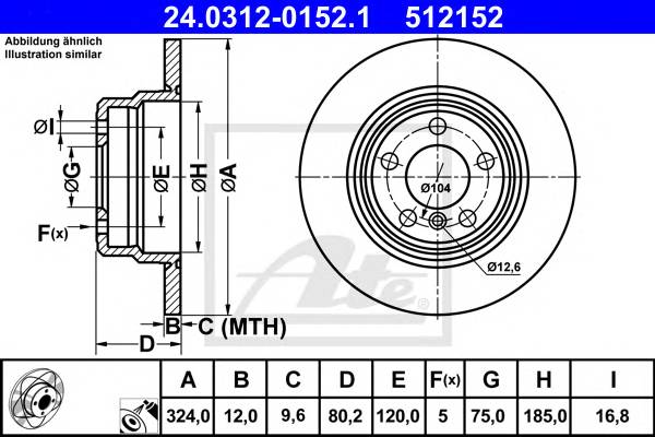 Диск тормозной ATE Power Disc 24 0312-0152 1