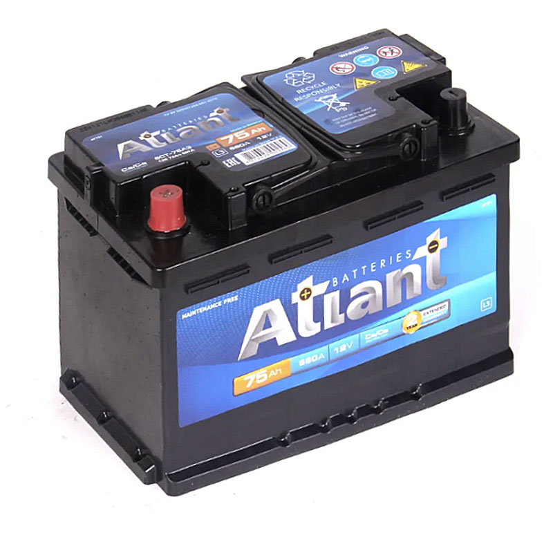 Аккумулятор ATLANT Extra Power 75Ah 680A (обратная 0) 278x175x190 L3
