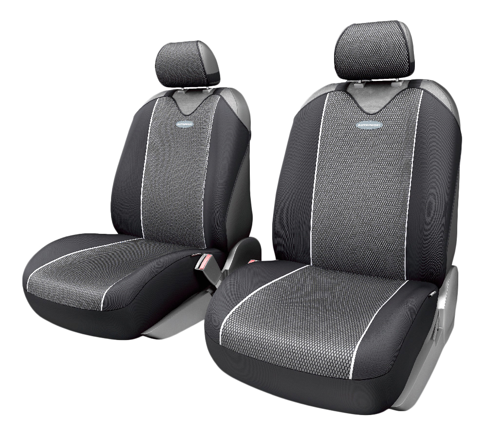 Чехлы на сиденья универсальные  маечка   CARBON Plus  передний ряд (чёрно/серый)