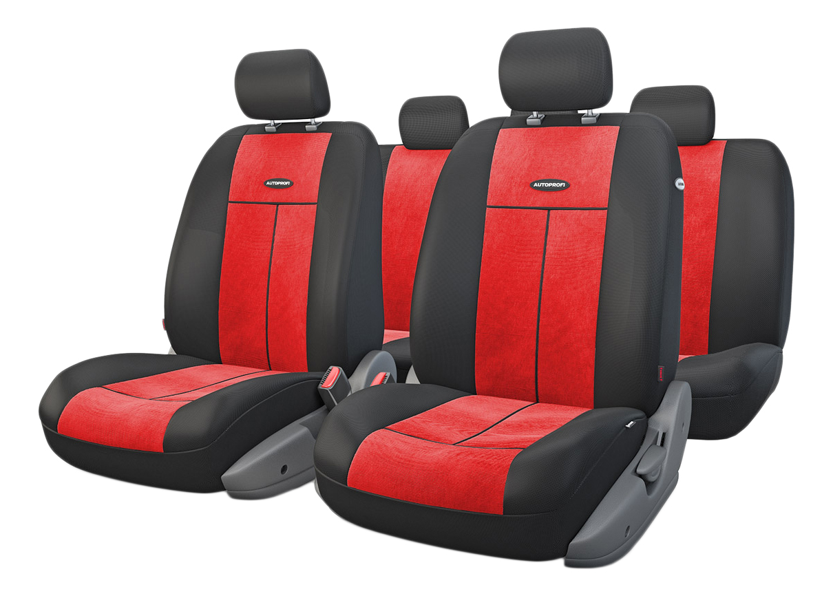 Чехлы на сиденье TT-902V  BLACK/RED полиэстер-велюр. AIRBAG (9шт) AUTOPROFI /1/6
