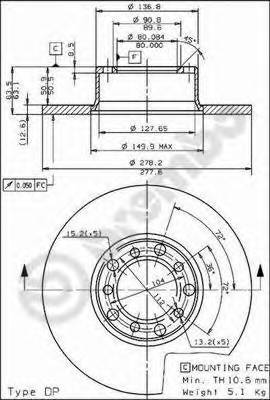 Диск тормозной передний   MB W123 2 0-3 0TD 76-85