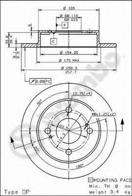 Тормдиск зад258x9 4 отвmin2