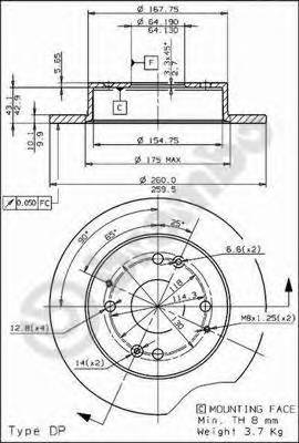 Диск тормозной задн ACURA CL купе 96-03 HONDA ACCORD IV