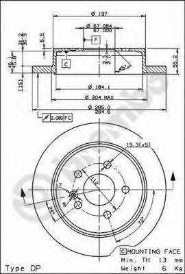 Диск тормозной задн MERCEDES-BENZ M-CLASS (W163) (02.98-06.05) R