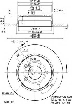 Тормдиск задн278x9 5 отвmin 2