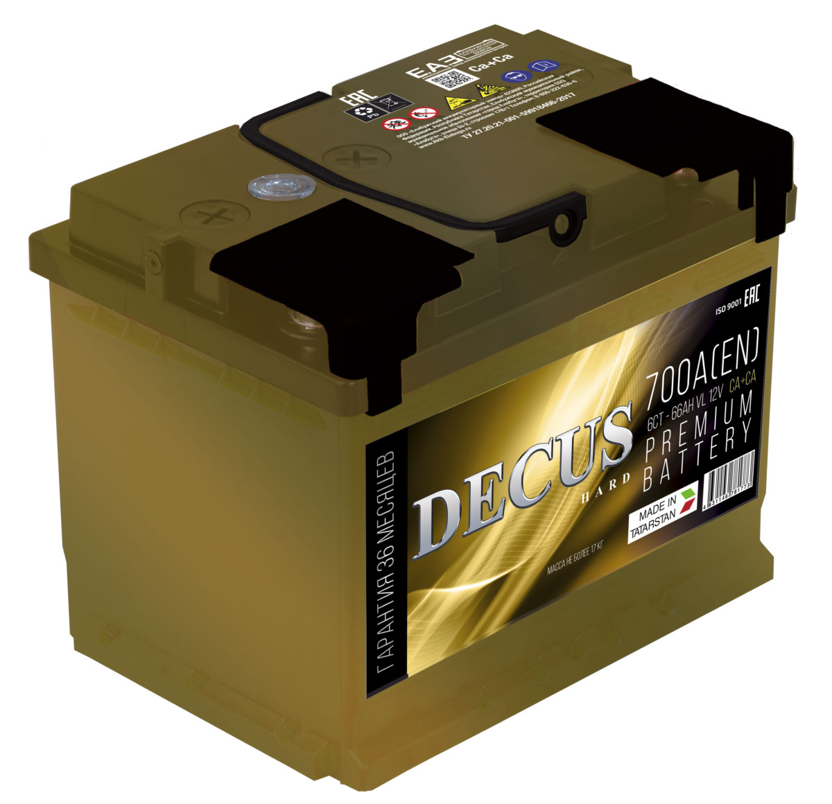 Аккумулятор DECUS Золото 66Ah 700A (прямая 1) 242x175x190