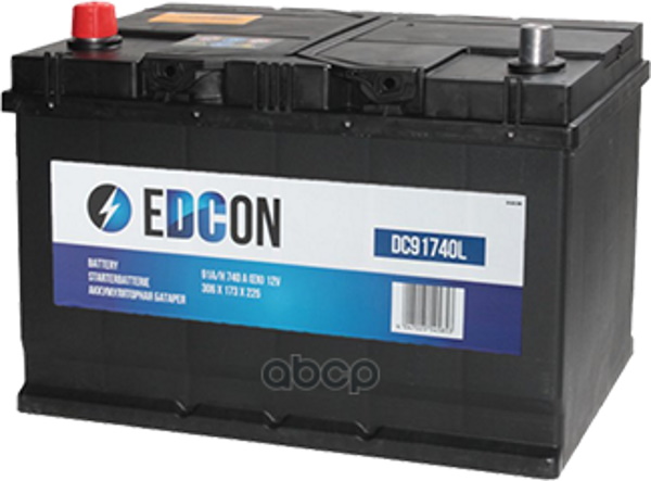 Аккумулятор EDCON 91Ah 740A (прямая 1) 306x173x225