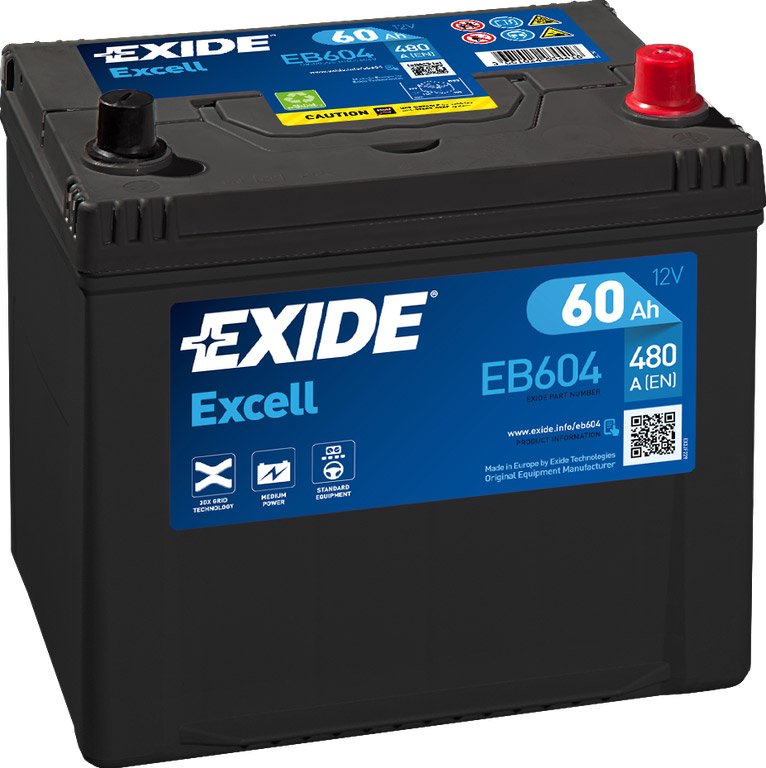 Аккумулятор EXIDE Excell 60Ah 480A (обратная 0) 230x173x222 D23