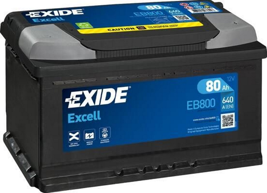 Аккумулятор Exide 80Ah 640A (обратная 0) 315x175x190