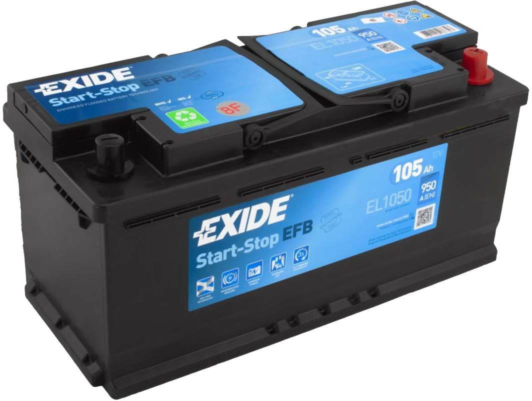 Аккумулятор Exide 105Ah 950A (обратная 0) 392x175x190