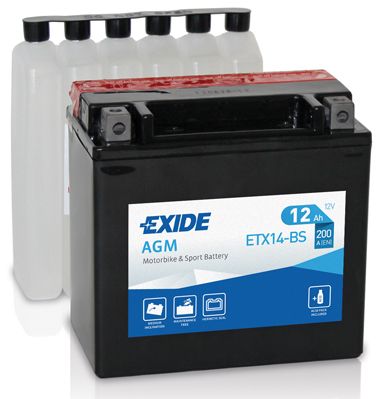 АКБ EXIDE AGMDry Technology ETX14BS 12Ач (прямая 1) EN200A 150x87x145 YTX14BS B