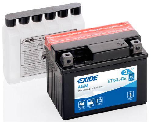 АКБ EXIDE AGMDry Technology ETX4LBS 3Ач (обратная 0) EN50A  113x70x85 YTX4LBS B0