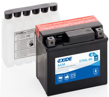 АКБ EXIDE AGMDry Technology ETX5LBS 4Ач (обратная 0) EN70A  113x70x105 YTX5LBS B