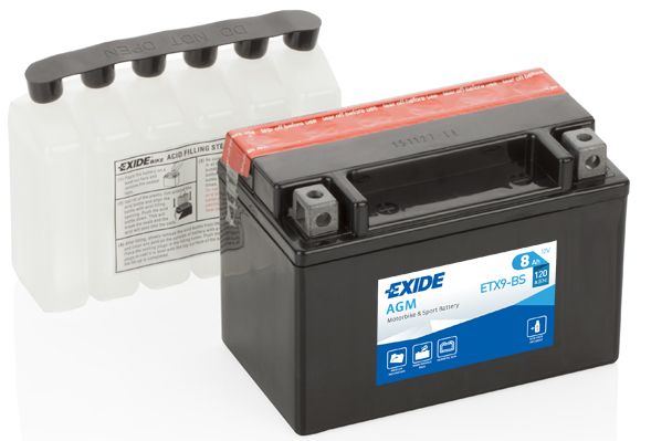 Акб  EXIDE AGMDry Technology ETX9BS 8Ач (прямая 1) EN120A  150x87x105 YTX9BS B00