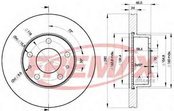 Диск тормозной передний Ducato RUS R15.PSA Boxer 06->11-15Q