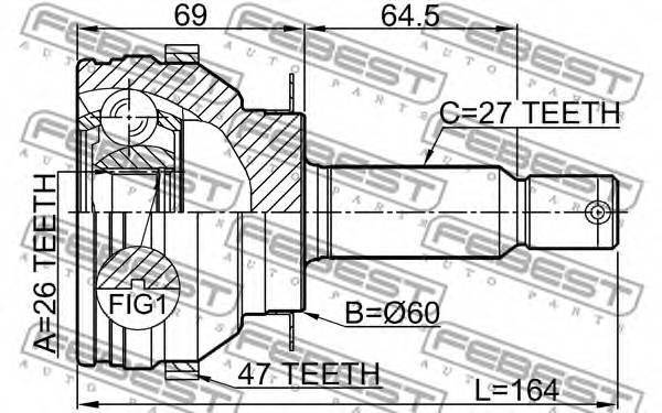 ШРУС НАРУЖНЫЙ 26X60X27 HYUNDAI SONATA EF 02 2001-2006