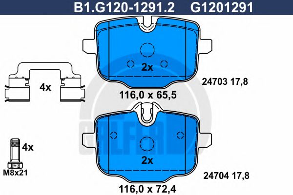 Колодки тормозные задние BMW 5 F10/F11 3.0-4.4 10-