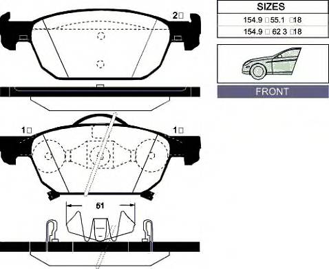 Колодки торм перед Honda Accord (2 0 2 2TD) 08- Civic (SED HBK) 12-