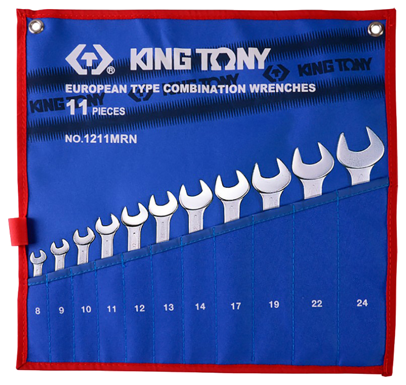 KING TONY Набор комбинированных ключей. 8-24 мм. чехол из теторона. 11 предметов