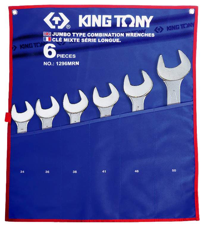 Набор комбинированных ключей. 34-50 мм. чехол из теторона. 6 предметов KING TONY