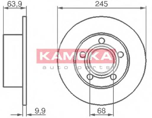 Тормозной диск задний цельный AUDI 100 90-94 A6