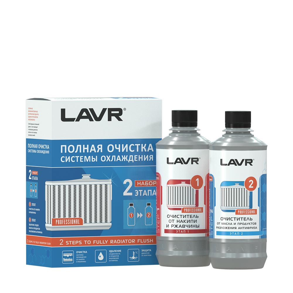 Набор полная очистка системы охлаждения в 2 этапа 310мл LAVR LN1106