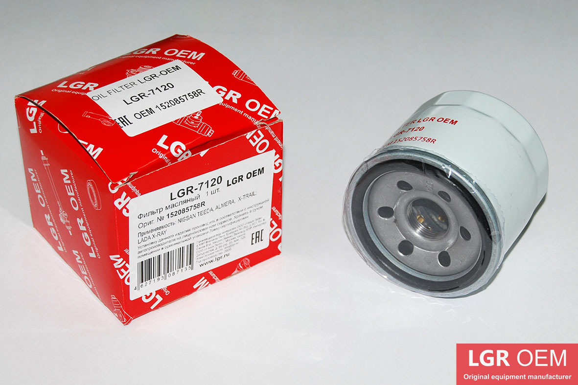 Фильтр масляный LGR OEM №LGR-7120 (152085758R) для а/м LADA X-RAY: NISSAN TEEDA.