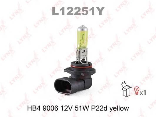 L12251y лампа hb4 9006 12v 51w p22d yellow lynx