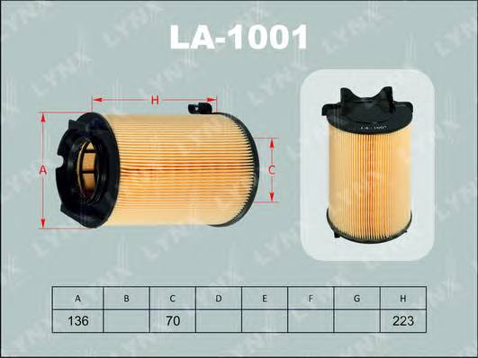 LA-1001 Фильтр воздушный AUDI A3 1.2T-2.0 03>. SEAT Leon 1.2T-20 05>. SKODA Octa