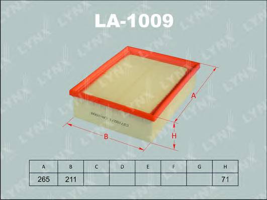 LA-1009 Фильтр воздушный AUDI A4(8E2) 1.6-3.0 00-04.A4(8EC)1.6-3.2 04>