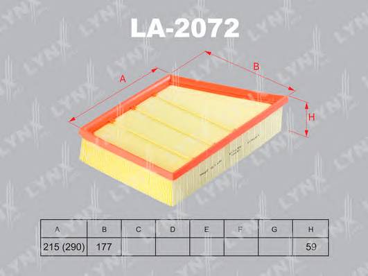 LA-2072 Фильтр воздушный LAND ROVER Freelander 2.0 11> . Evoque 2.0-2.2D 11>