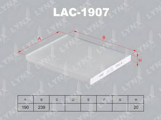 LAC-1907 Фильтр салонный HYUNDAI i30 1.6 11> . ix35 1.6-2.0D 10> . Tucson 2.0-2.