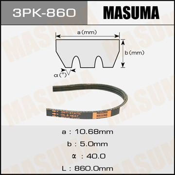 Ремень ручейковый  Masuma  3PK- 860