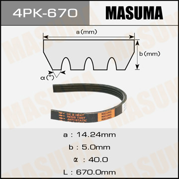 Ремень ручейковый  Masuma  4PK- 670