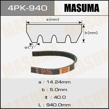 Ремень ручейковый  Masuma  4PK- 940