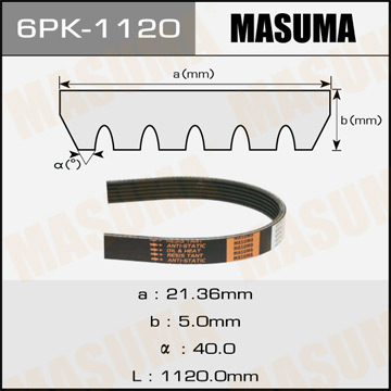 Ремень ручейковый  Masuma  6PK-1120