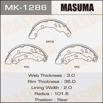 Колодки  барабанные MASUMA   MICRA/ K13K     (1/12)