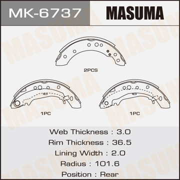 Колодки  барабанные MASUMA   COLT/ Z31A. Z32A. Z33A. Z34A  (1/12)