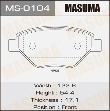 Колодки  дисковые  Masuma   RENAULT.MEGANE II.V1400 front   (1.12)